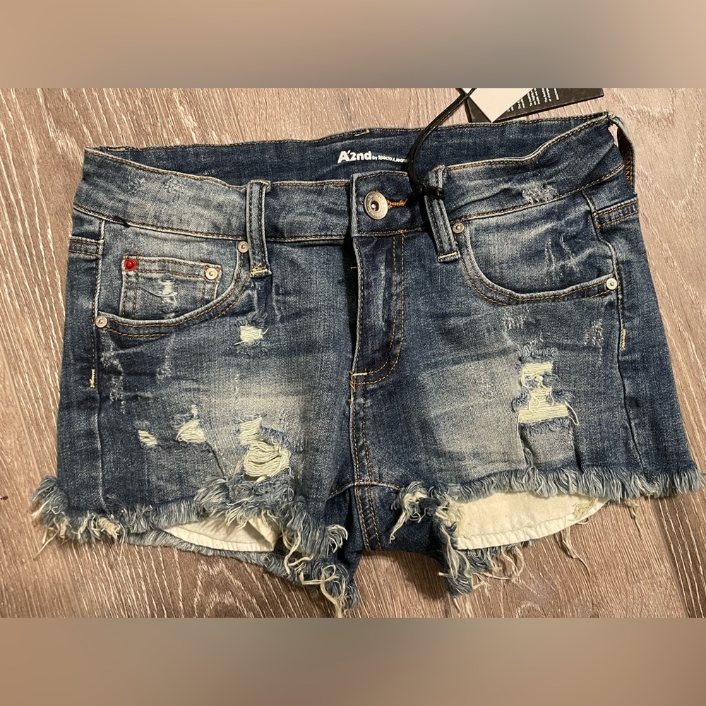 NWT A’2nd Distressed Blue Denim Shorts - S